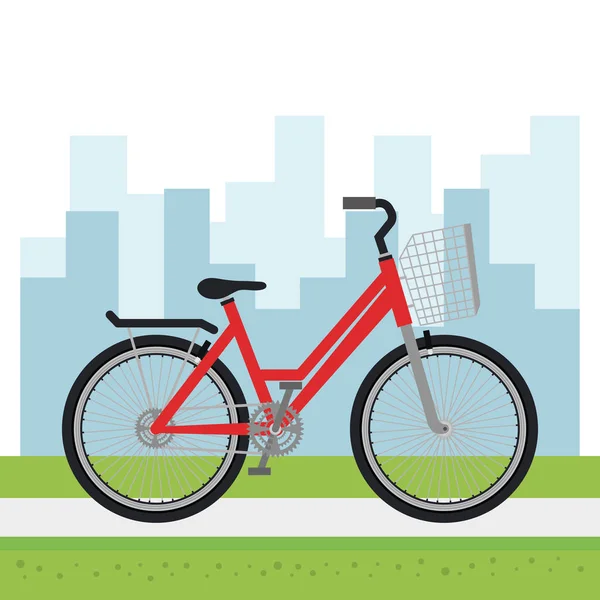 Vehículo de bicicleta con fondo de paisaje urbano — Archivo Imágenes Vectoriales