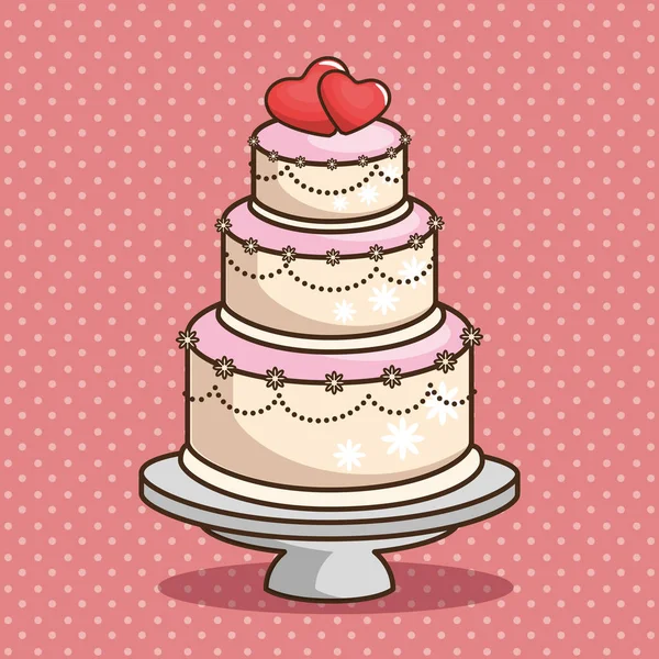 Stylish wedding cake — Stock Vector