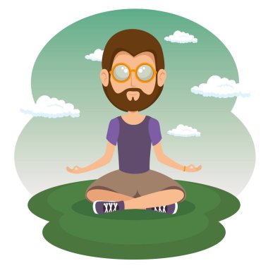 hippi adam meditasyon oturan