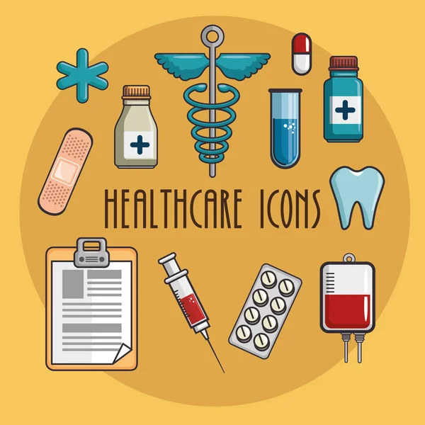 Ícones médicos e de saúde — Vetor de Stock