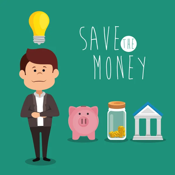 Ahorrar concepto de dinero — Vector de stock
