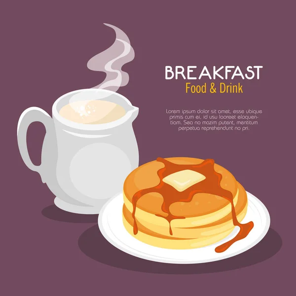 食べ物や飲み物と朝食コンセプト — ストックベクタ