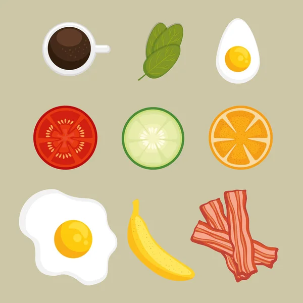 Set di icone per la colazione — Vettoriale Stock