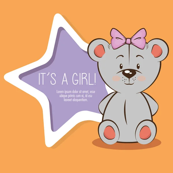 Baby doccia ragazza invito card — Vettoriale Stock