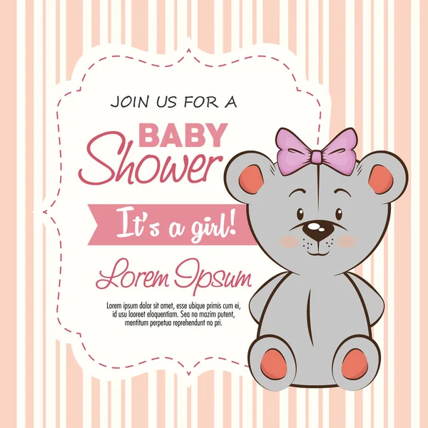 Baby sprcha dívka Pozvánka — Stockový vektor