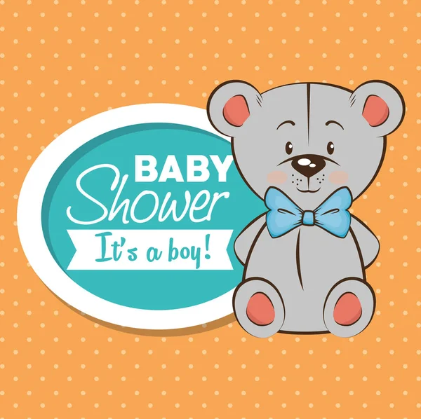 Baby dusch pojke inbjudningskort — Stock vektor