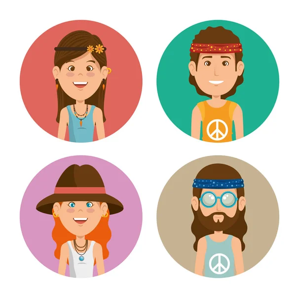 Hippie people cartoon — Stock Vector