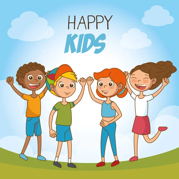 Happy kids cartoon — Stock Vector