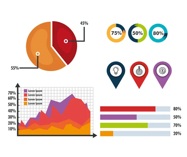 Ícones de modelo de infográfico de negócios —  Vetores de Stock