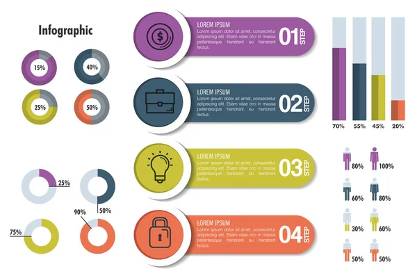 Icônes de modèle infographique d'entreprise — Image vectorielle