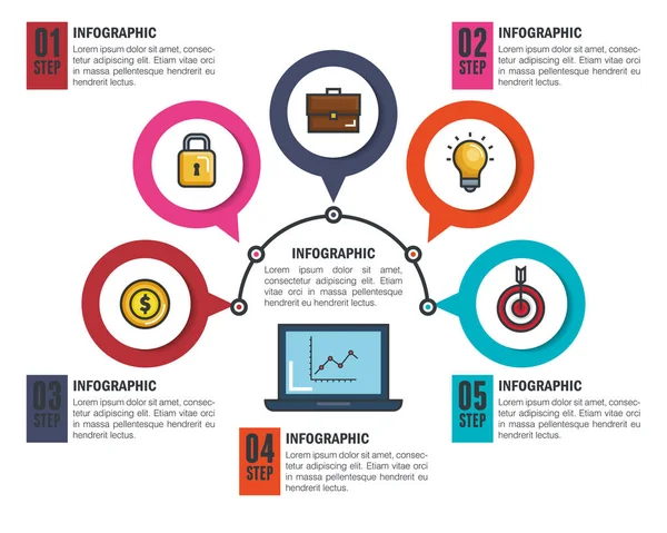 Iconos de plantilla de infografía de negocios — Vector de stock