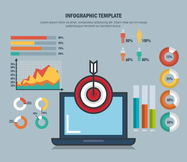 Iconos de plantillas de infografía tecnológica y empresarial — Vector de stock