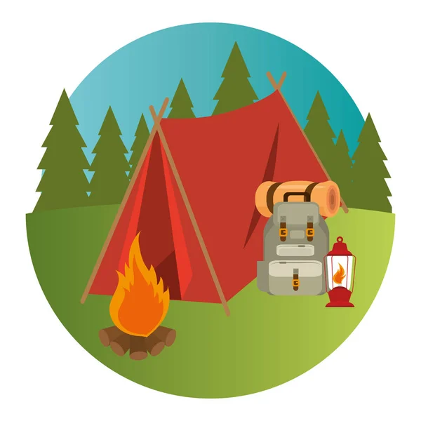 Camping sauvage concept de vie — Image vectorielle