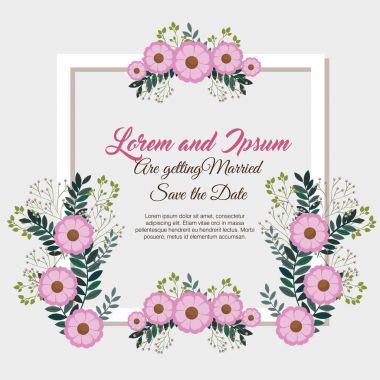 düğün davetiyesi çerçeve çiçek