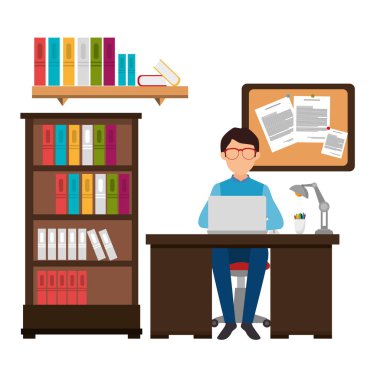 Ofiste çalışan bir işadamı.