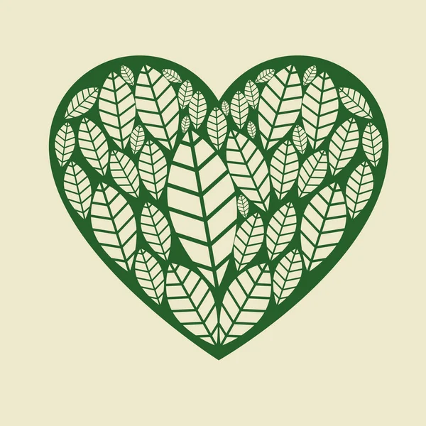 Coeur avec feuille plante — Image vectorielle