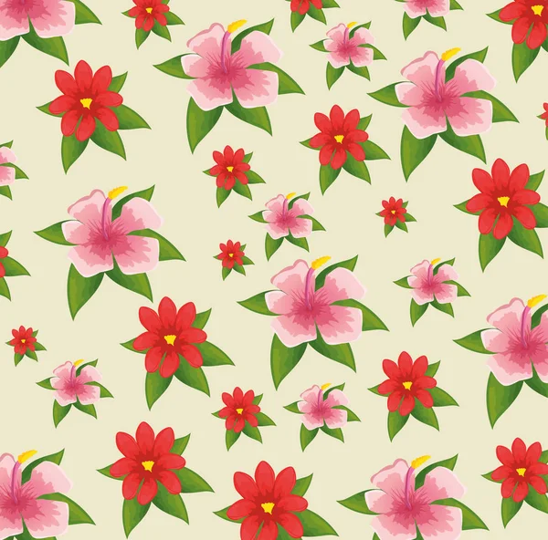 Fleurs d'été tropicales décoratives — Image vectorielle