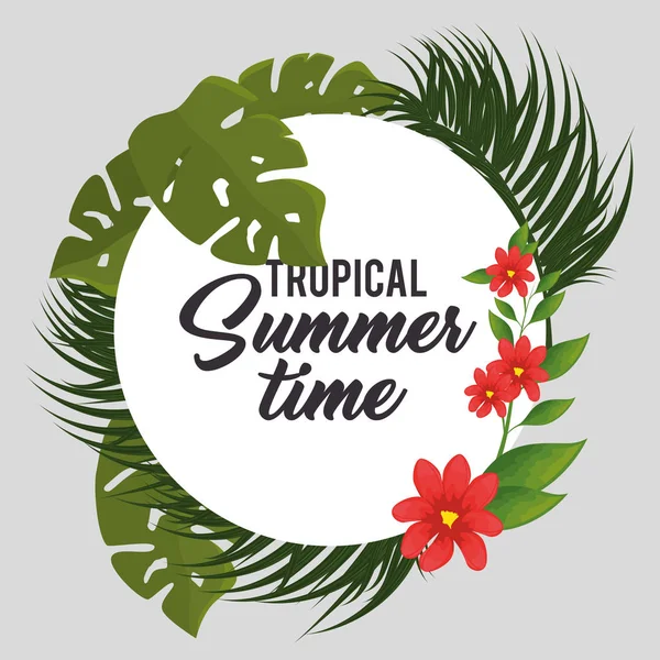 Tropical summer time poster — Stock Vector