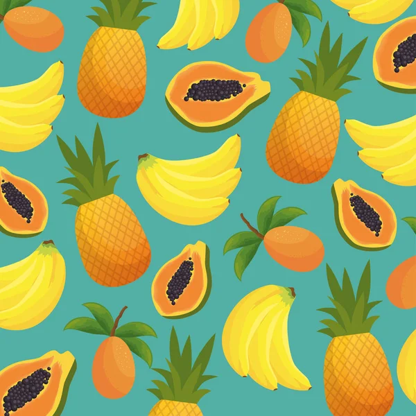 Patroon tropische vruchten pictogram — Stockvector