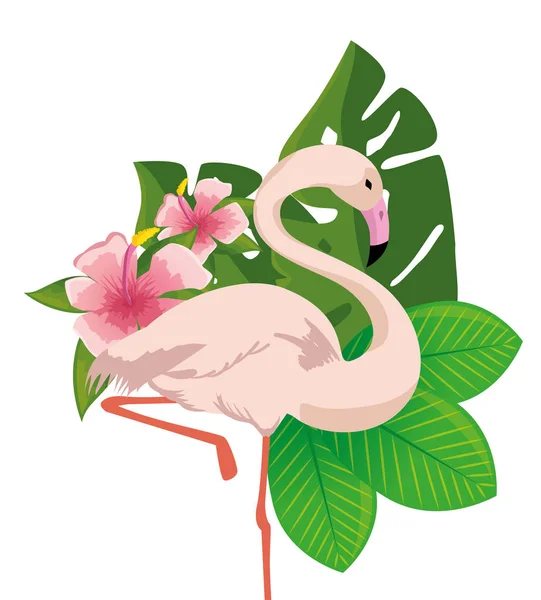 Flamant rose icône oiseau tropical — Image vectorielle