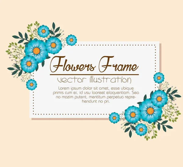 Floral frame decorative icon — Stock Vector