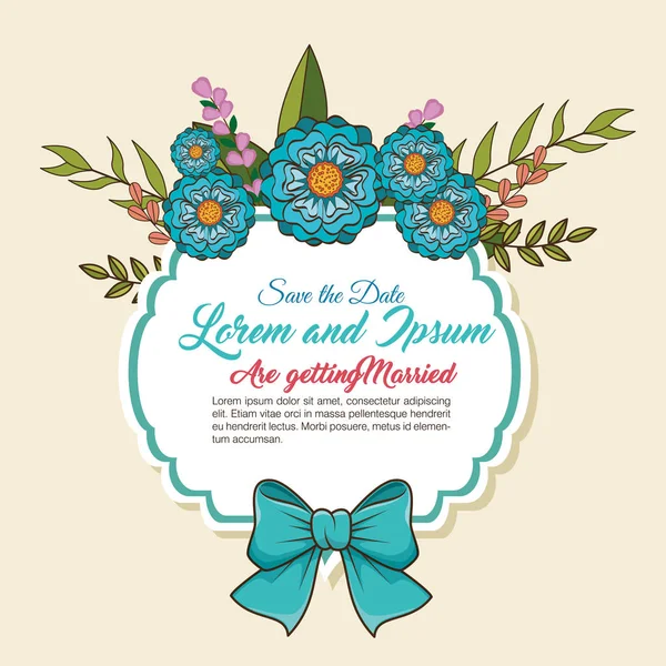 Свадебное приглашение цветочные рамки — стоковый вектор