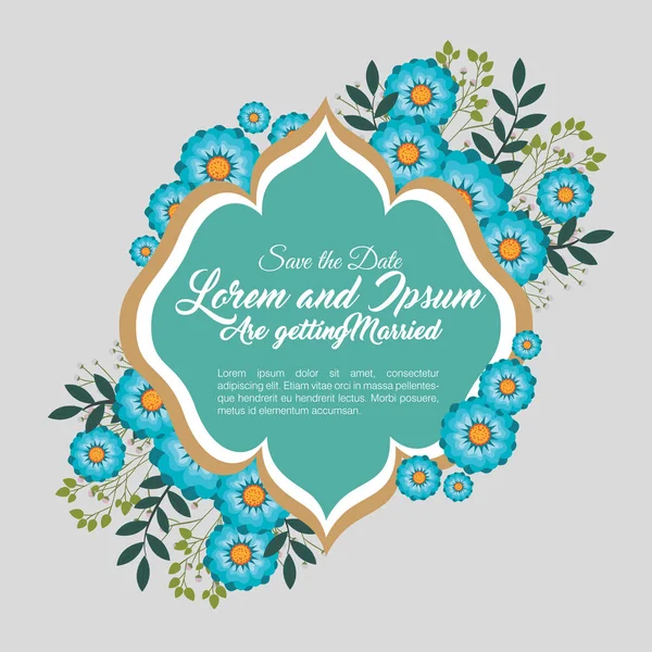 Invitation de mariage cadre floral — Image vectorielle
