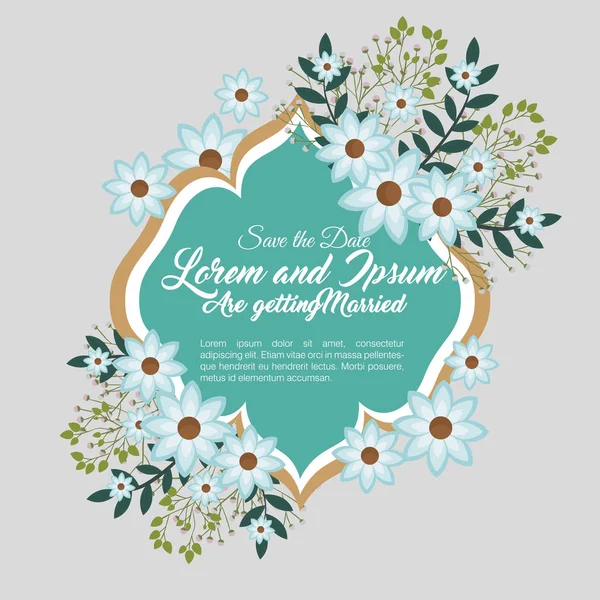 Svatební pozvání květinový rámeček — Stockový vektor
