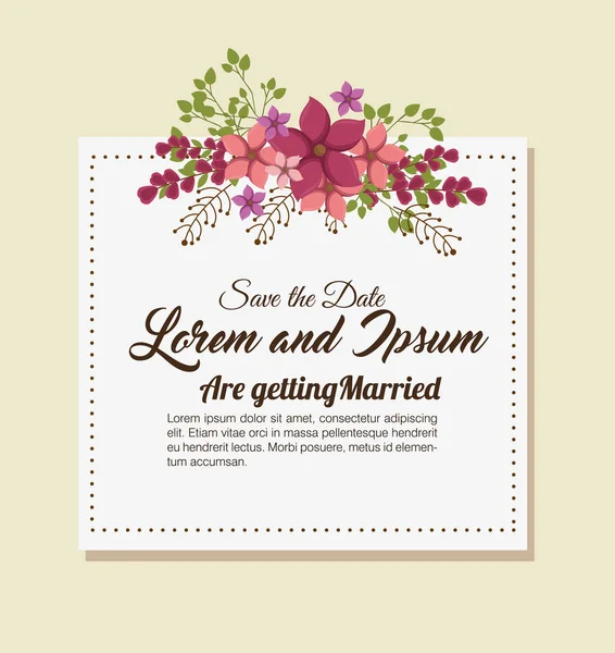 Свадебное приглашение цветочные рамки — стоковый вектор