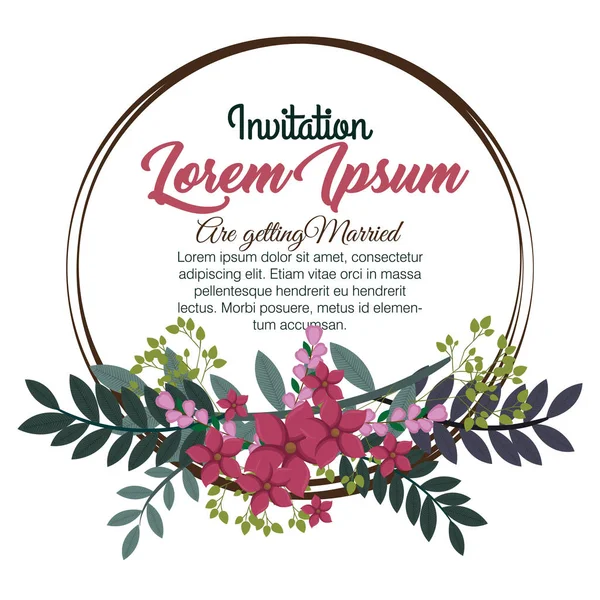 Invitation de mariage cadre floral — Image vectorielle