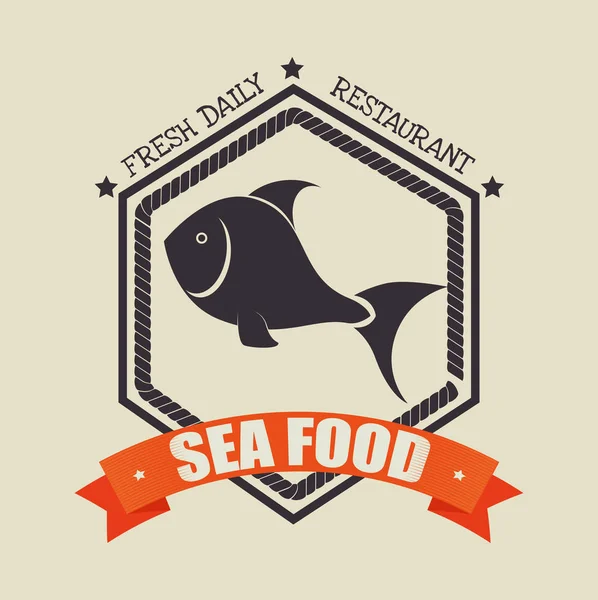 Sziluettjét tengeri élelmiszer-menü hal — Stock Vector