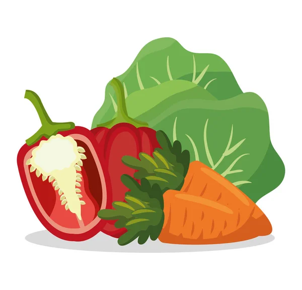 Aliments sains icônes végétaliennes — Image vectorielle
