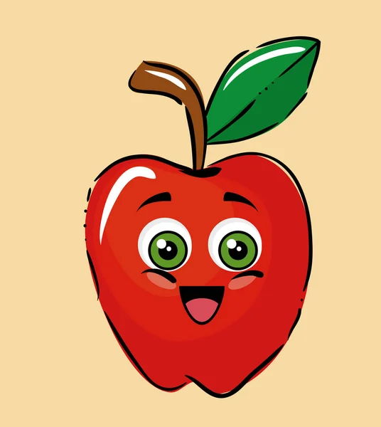 Owoce jabłko komiks znaków — Wektor stockowy