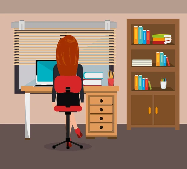Affärskvinna som arbetar på kontoret — Stock vektor