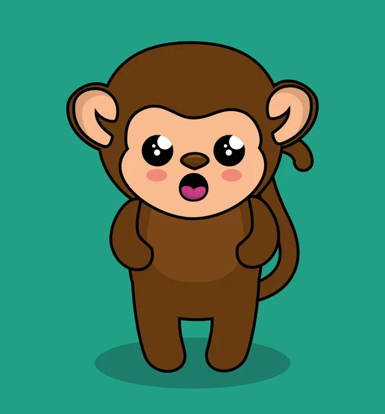 Estilo macaco bonito kawaii — Vetor de Stock