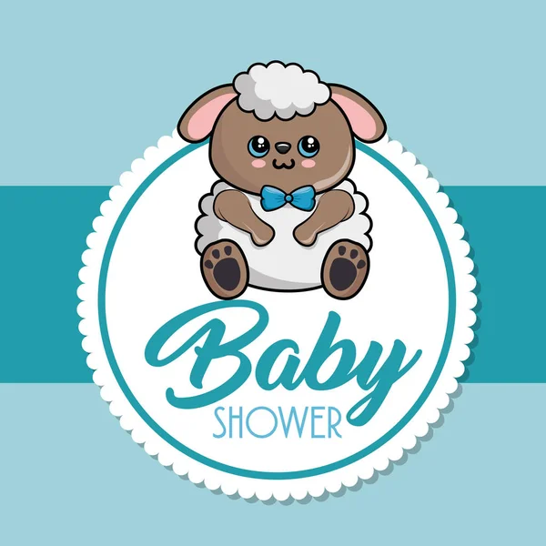 Kaart van de baby douche met schapen — Stockvector