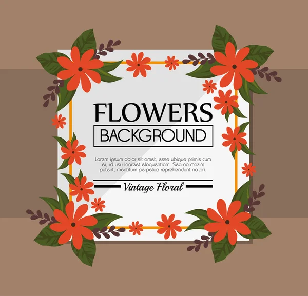 かわいい花のフレームの装飾的な背景 — ストックベクタ