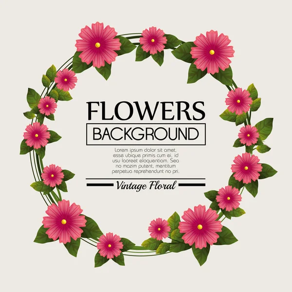 Lindo marco de flores fondo decorativo — Vector de stock