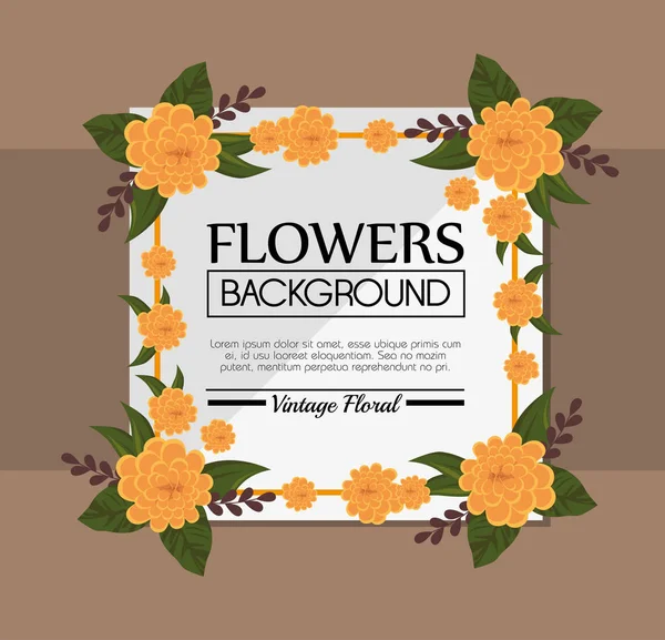 Aranyos virág keret dekoratív háttér — Stock Vector