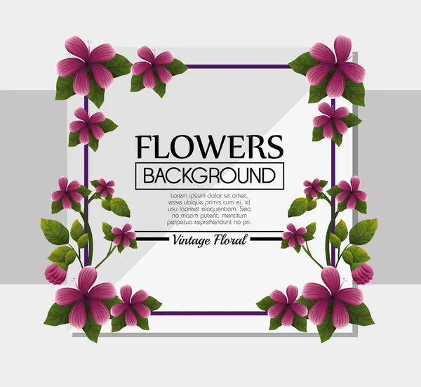 Bonito flor moldura fundo decorativo — Vetor de Stock