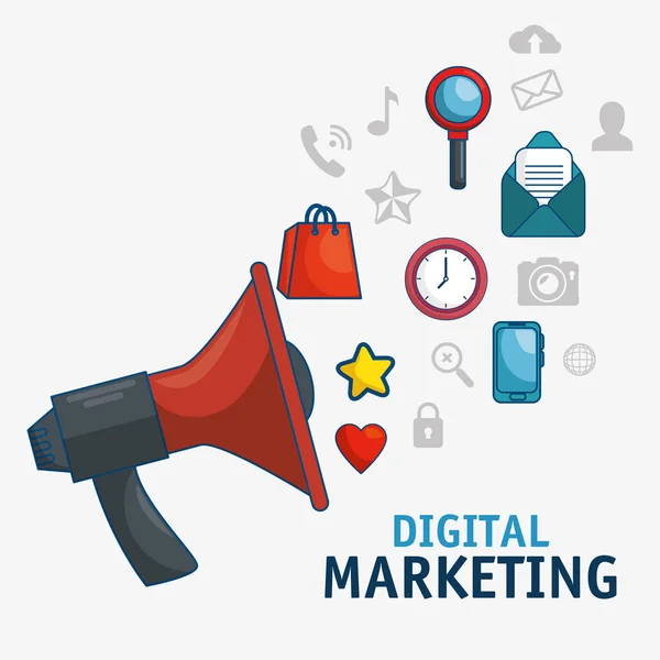 Ikone der digitalen Marketingtechnologie — Stockvektor