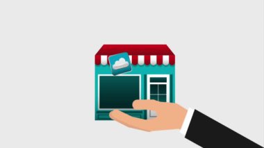 mağaza online ticaret bulut müzik video tutan el