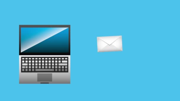 Laptop technology digital sending email — Stock Video