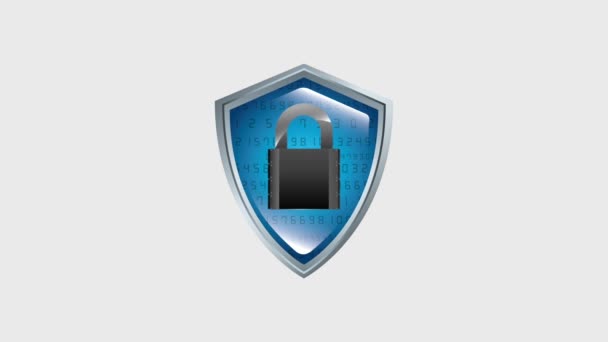 Escudo de protección de seguridad marca de verificación binaria — Vídeos de Stock