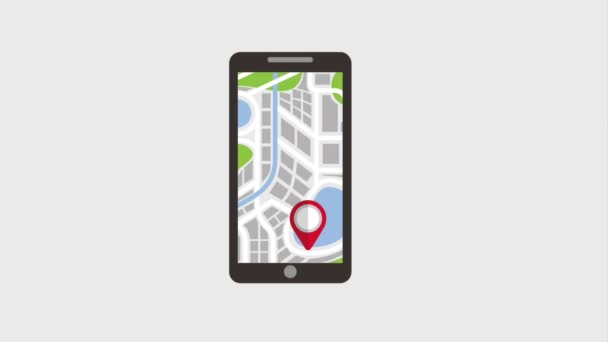 Aplicativo de mapa de ponteiro de navegação smartphone — Vídeo de Stock
