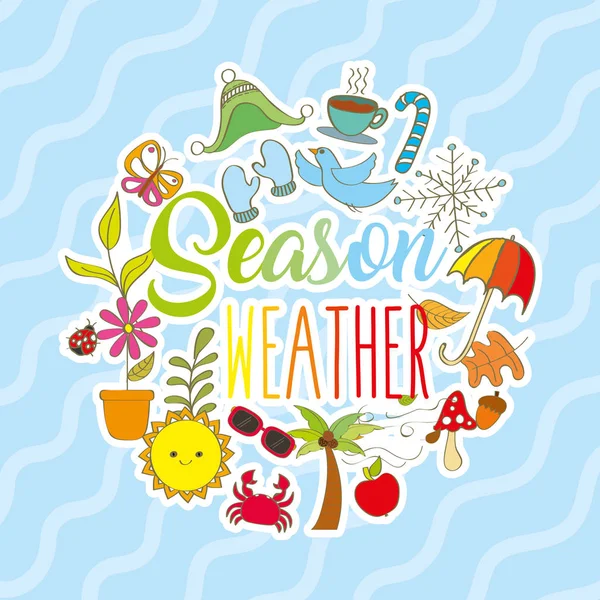 季節の天気カード — ストックベクタ