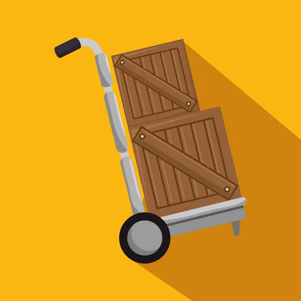 Delivery cart with boxes isolated icon — Stock Vector