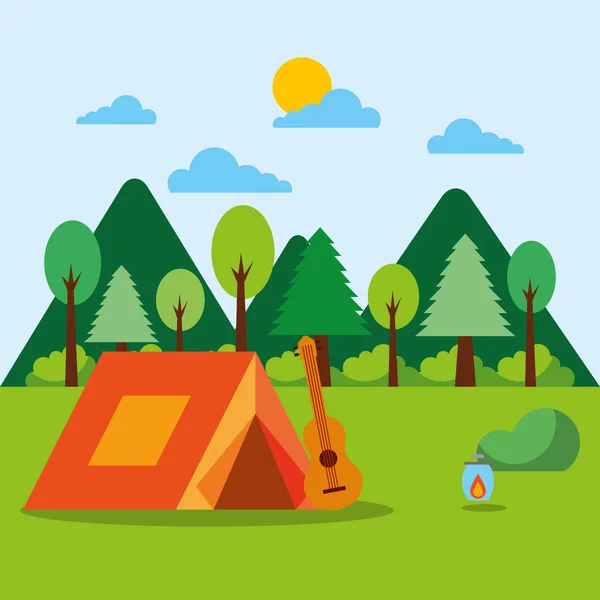 Skog utomhus läger — Stock vektor