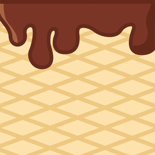 Delicioso chocolate derretendo no wafer — Vetor de Stock