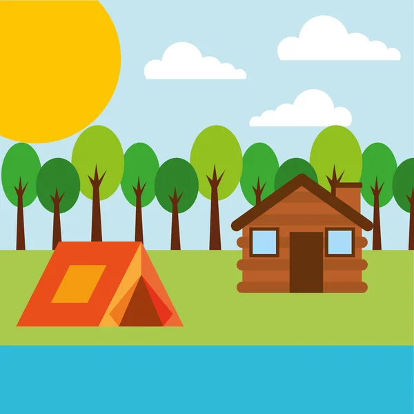 Forest outdoor camp — Stock Vector